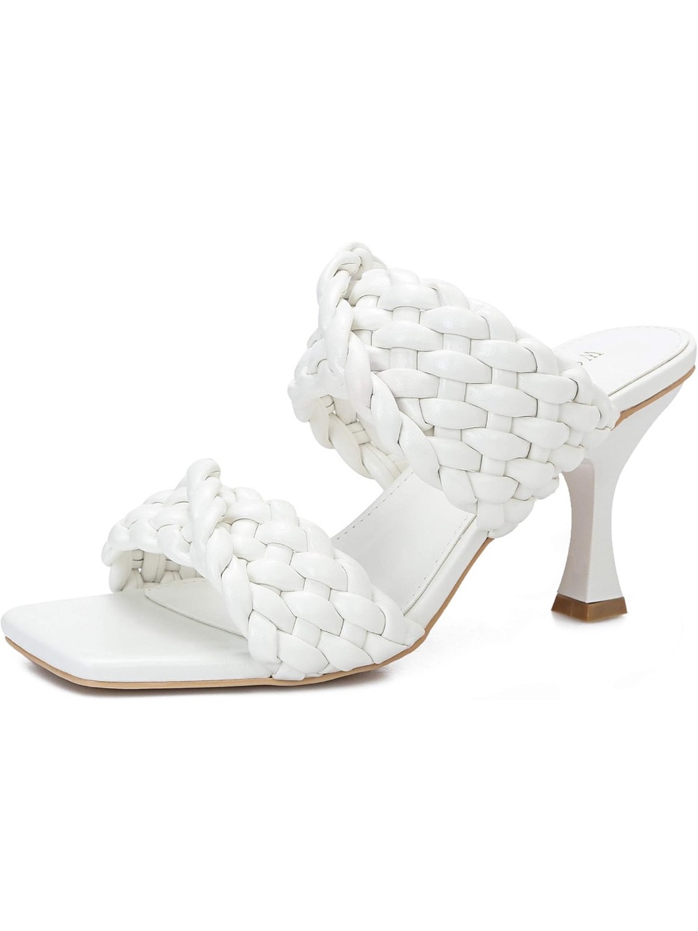 White Braided Double-Strap Slide Sandals